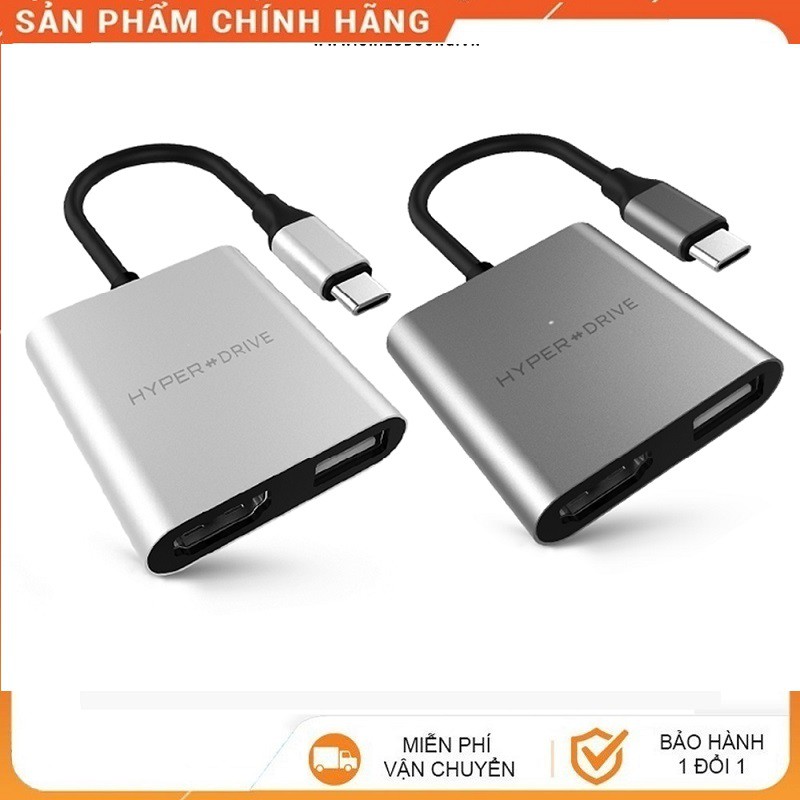 Cổng Chuyển Hyperdrive 3 in 1 HDMI 4K USB-C Cho Macbook,PC,Devices Chính Hãng