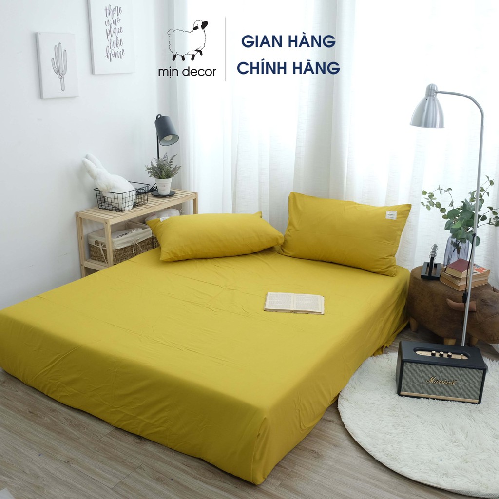 Bộ vỏ ga giường vỏ gối cotton tici, bộ drap giường trơn màu thoáng mát