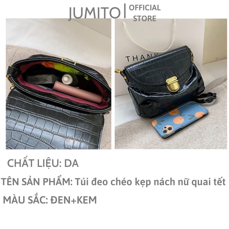 Túi đeo chéo kẹp nách nữ quai tết da mềm siêu xinh JUMITO SA928