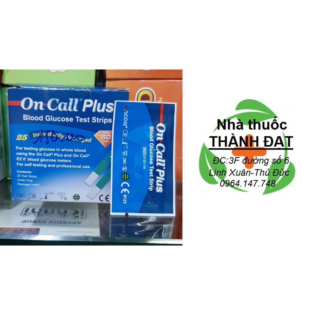 on call plus que thử đường huyết hộp 25 que