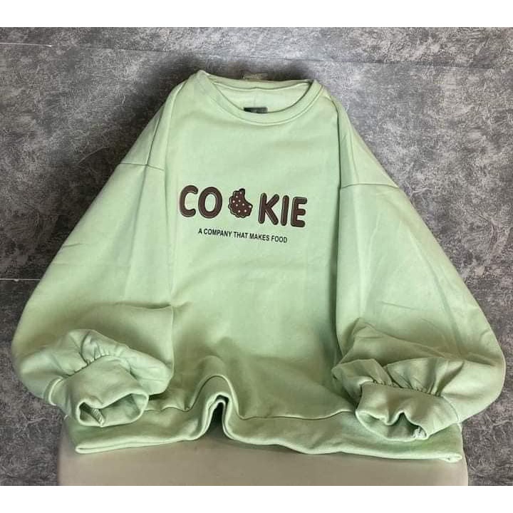 Áo Sweater COOKIE Form Rộng Tay Phồng, Áo Nỉ Cổ Tròn Nam Nữ Form To