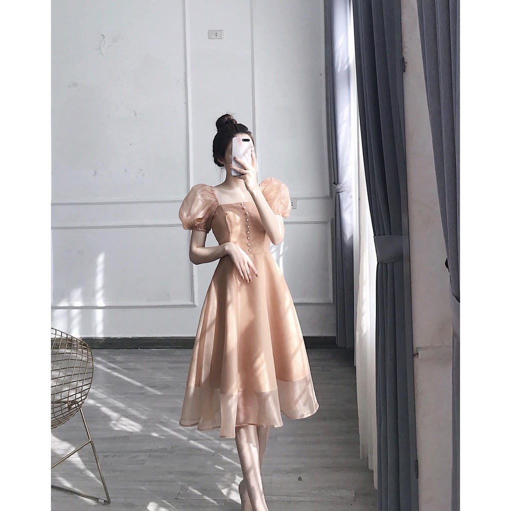 Đầm xòe tay phồng phối nút ngực chất tơ xinh cực Daria dress | BigBuy360 - bigbuy360.vn