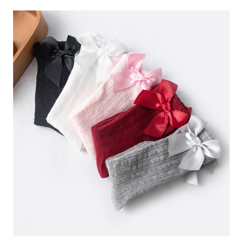 Tất vớ đính nơ giành cho gái 5 màu sắc | Tất bé gái Mkhoaishop