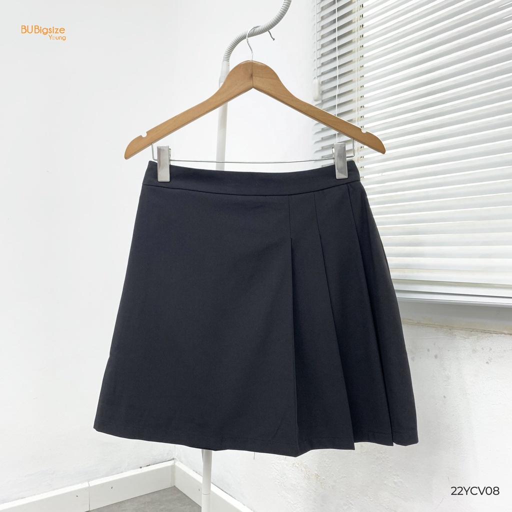Chân váy A dáng ngắn xếp ly một bên BIGSIZE (55kg đến 95kg) - 22YCV08 - [BU Bigsize Young]