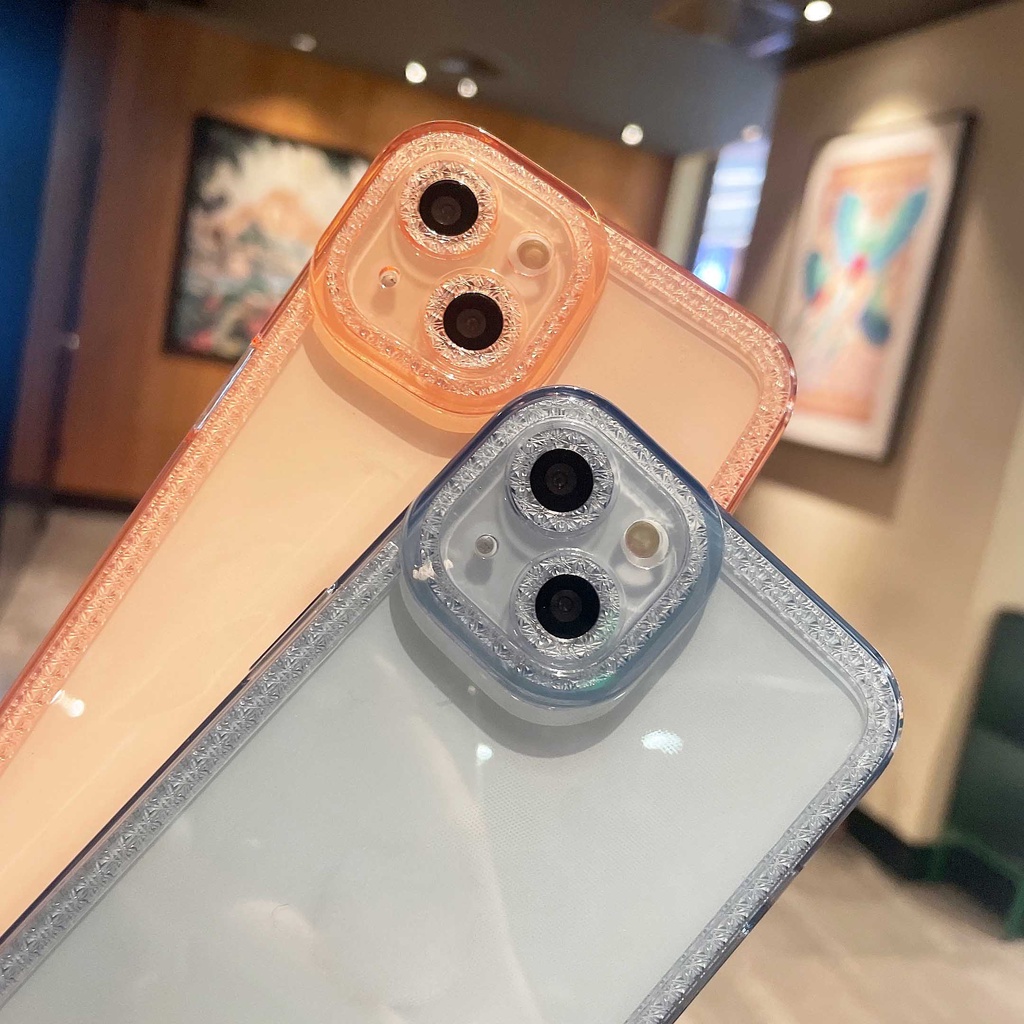 Ốp Điện Thoại Trong Suốt Đính Kim Cương Nhiều Màu Dễ Thương Cho iPhone 13promax 12pro 11 pro XS max XR 7 / 8 Plus