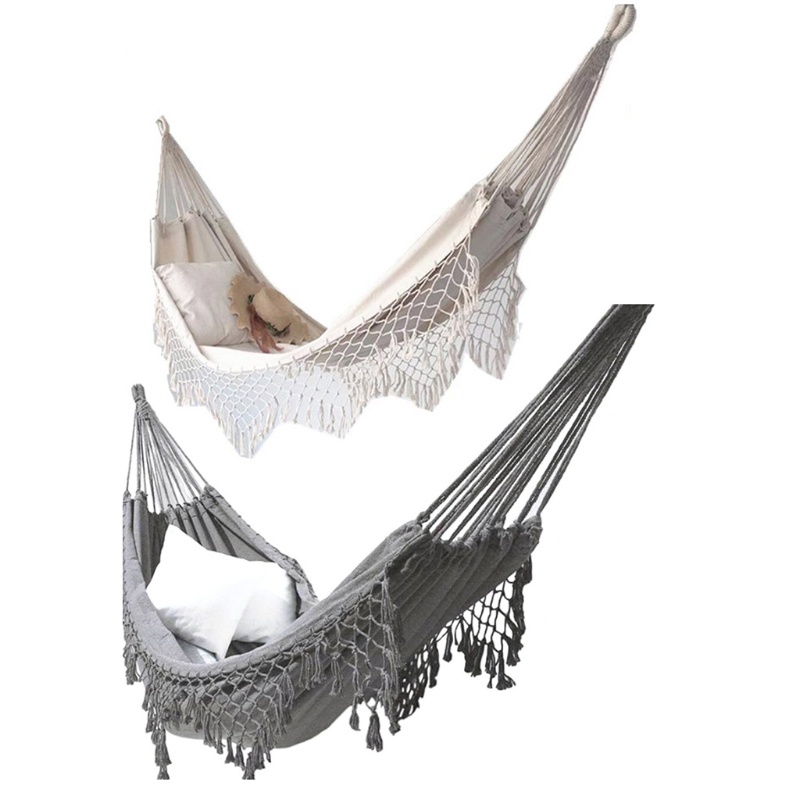 Võng Macrame Hai Lớp Vải Canvas Tua Rua Cỡ Lớn Treo Tường Trang Trí Phòng Ngủ / Sân Vườn / Bãi Biển