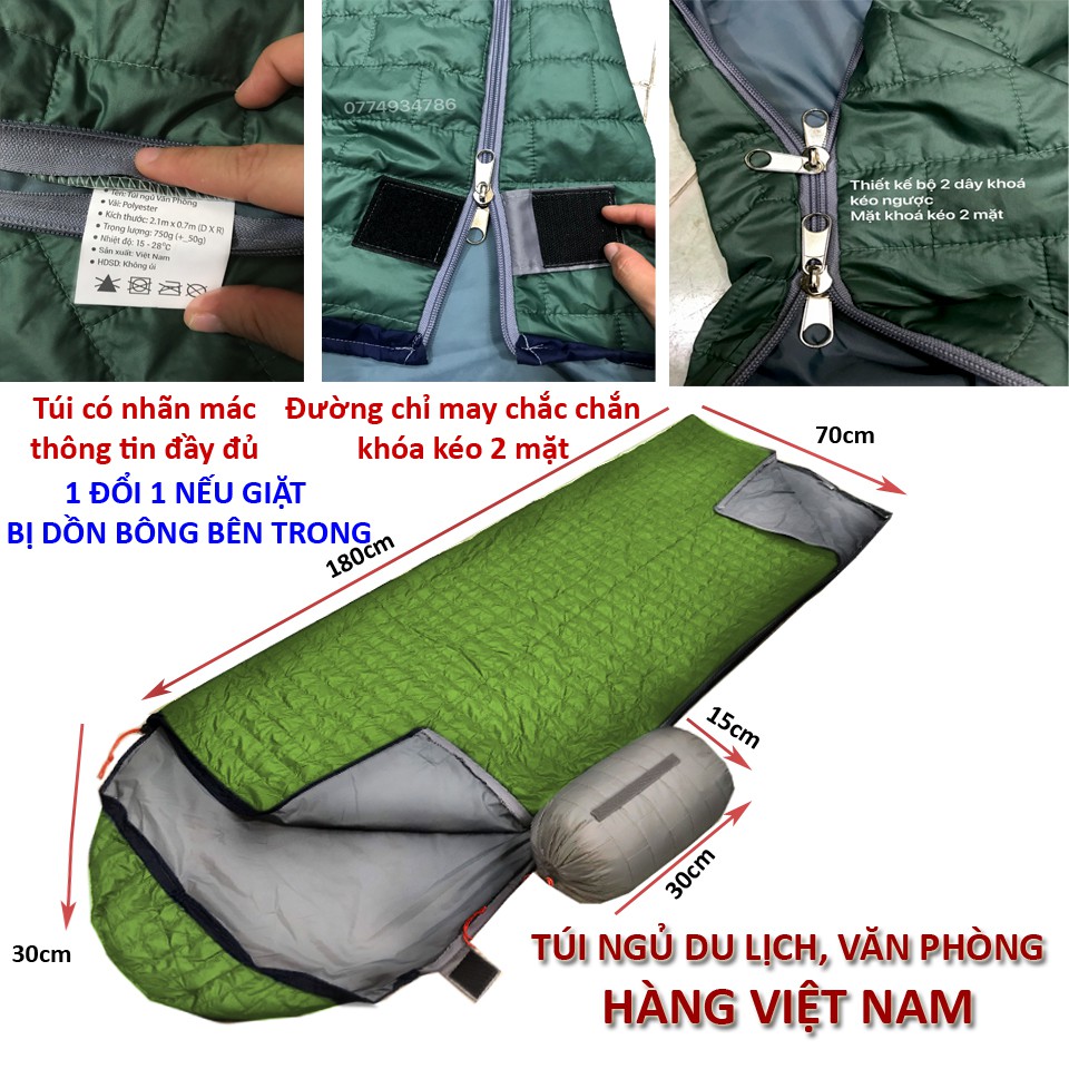 Túi ngủ văn phòng, du lịch chần gòn cao cấp