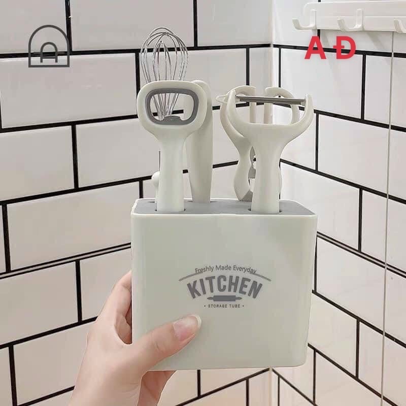 Bộ dao nhà bếp 6 món Korea Kitchen kèm kệ cắm kháng khuẩn sắc bén