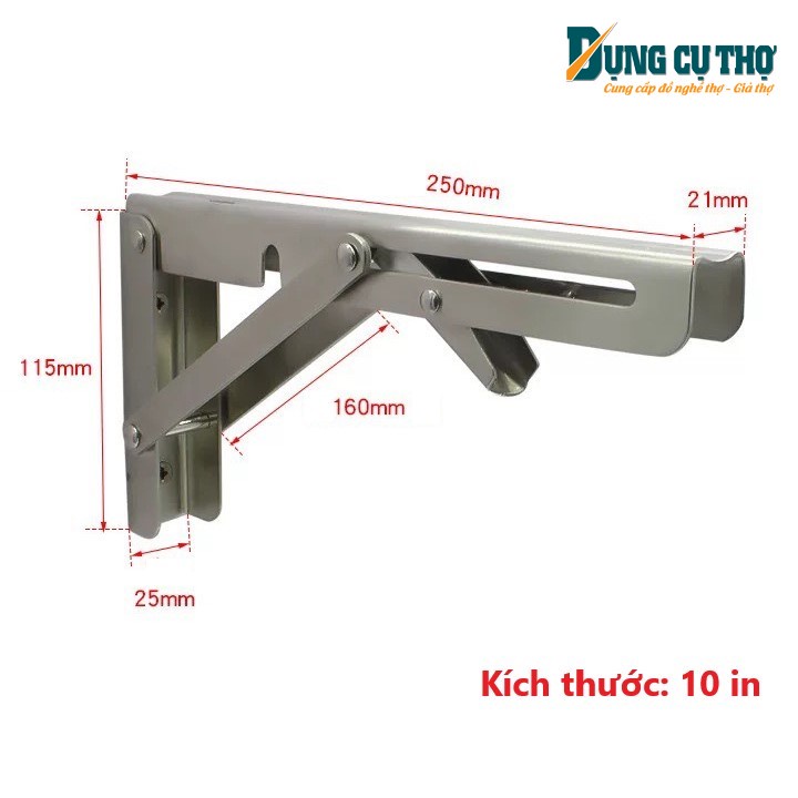 Bộ 2 bản lề gập, giá đỡ, ke đỡ gập thông minh inox