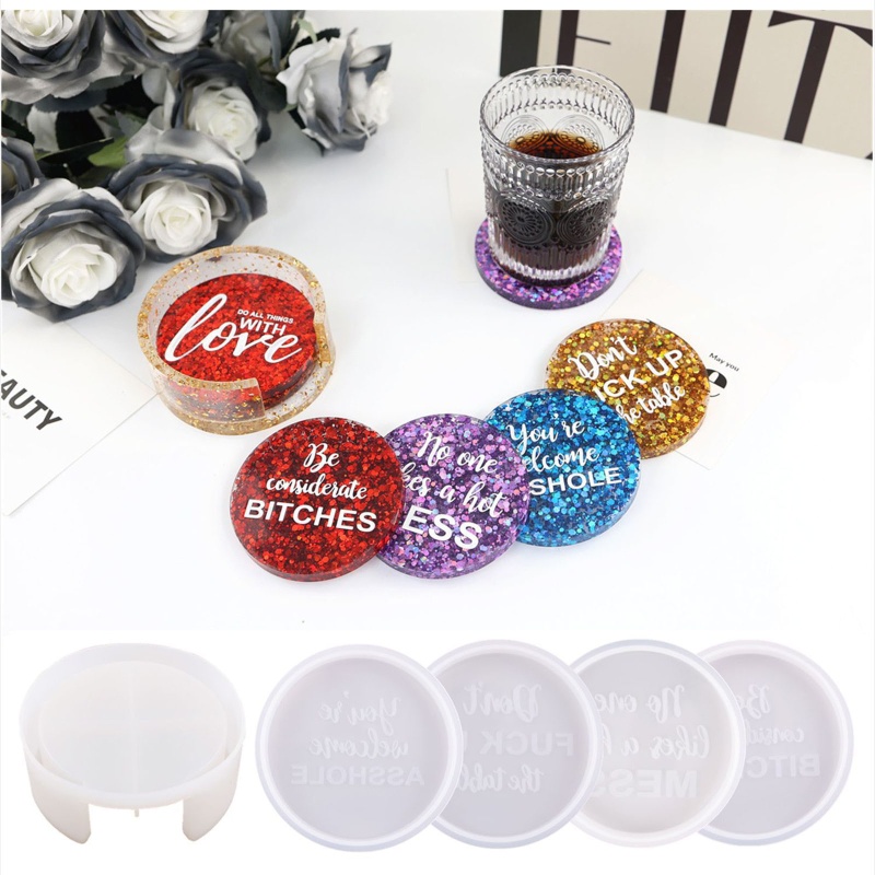 Sa Set 5 Khuôn Silicon Làm Đế Lót Ly / Đèn Cầy Hình Tròn DIY