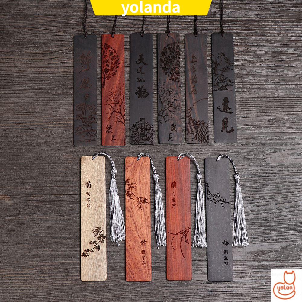 Thẻ đánh dấu sách bằng gỗ đàn hương phong cách Trung Quốc cổ điển