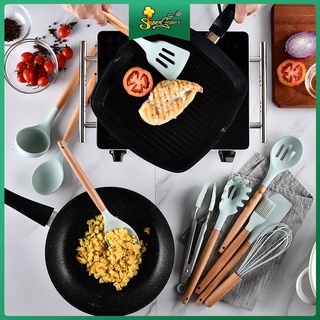 Dụng cụ đánh trứng bằng silicone tay cầm gỗ chống dính