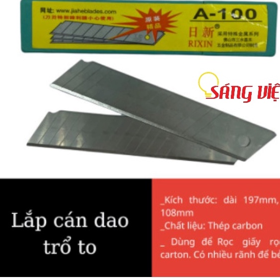 Lưỡi dao rọc giấy lớn hộp lưỡi dao trổ to cắt Rixin A-100