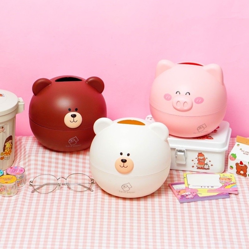 Hộp đựng giấy hình gấu nâu/ trắng siêu cute, Hộp đựng giấy cuộn siêu xinhw