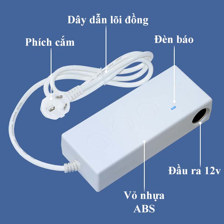 Bộ đổi nguồn từ 220V sang 12V-6A-72W cổng chân cắm tẩu