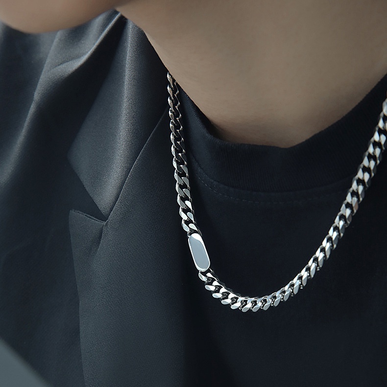 Dây Chuyền Thép Titan Mặt Hình Chữ Nhật Bo Góc Streetstyle - Vòng Cổ Thép Không Gỉ Phong Cách Châu Âu Mỹ