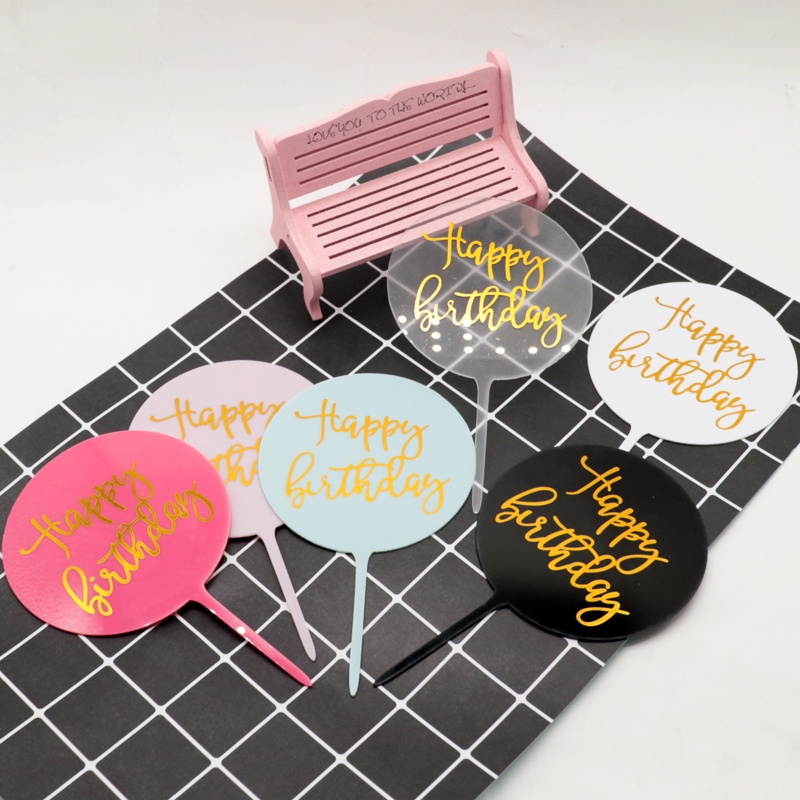 Phụ Kiện Trang Trí Bánh Kem Chữ Happy Birthday Bằng Acrylic Trong Suốt