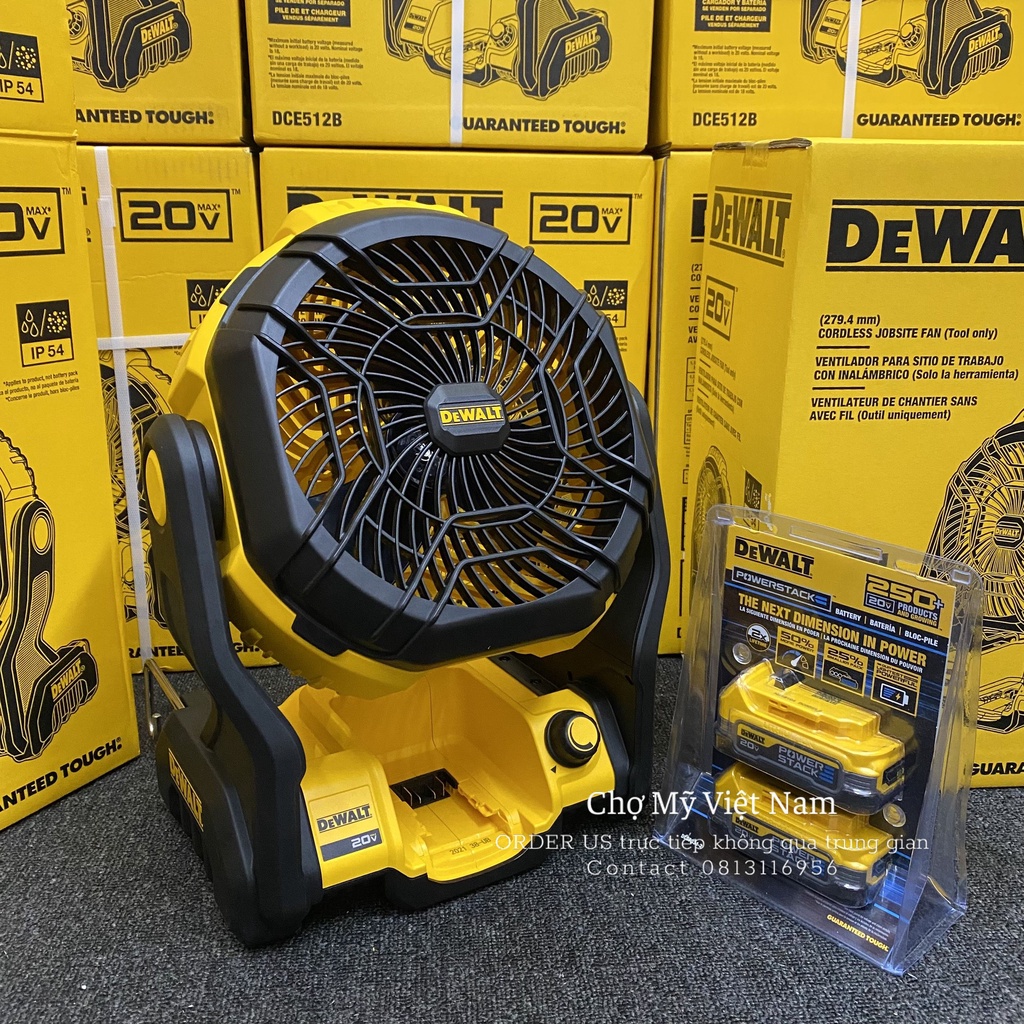 NHẬP MỸ - QUẠT PIN DEWALT DCE512 20-VOLT MAX JOBSITE FAN