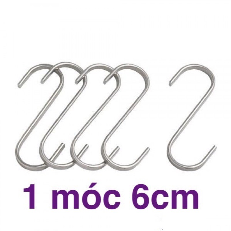 Set 10 móc chữ S inox Móc Đồ (0,2x 6cm)