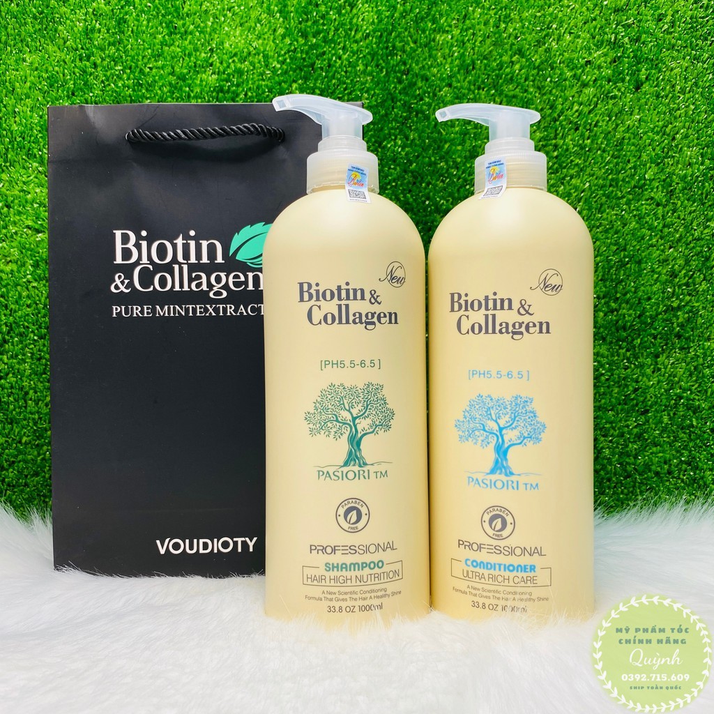 [1000ml] cặp dầu gội xả BIOTIN &amp; COLLAGEN siêu phục hồi tóc -kích thích mọc tóc - kiềm dầu - giảm gàu - tái tạo nang tóc