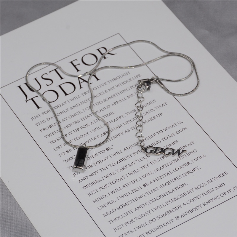 Vòng cổ Mặt Hình Viên Gạch Màu Bạc Phong Cách Hip Hop Đơn Giản Thời Trang Cho Nam Và Nữ