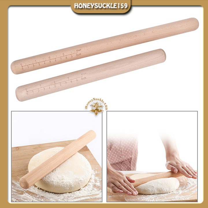 Cán Lăn Bột Gỗ/Rolling Pin Có Vạch Chia Loại Đẹp 30cm/40cm