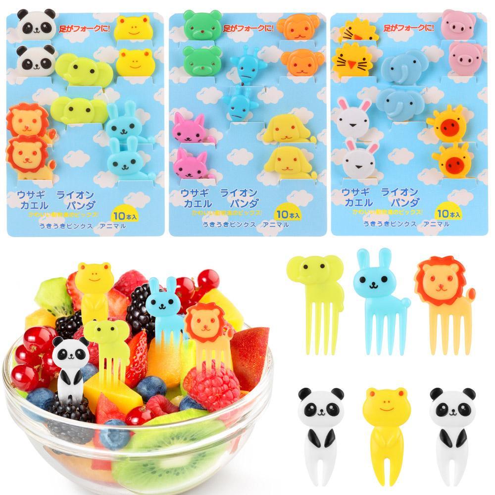 Set 10 / 30 Nĩa Ăn Trái Cây Mini Họa Tiết Hoạt Hình Dễ Thương Có Thể Tái Sử Dụng
