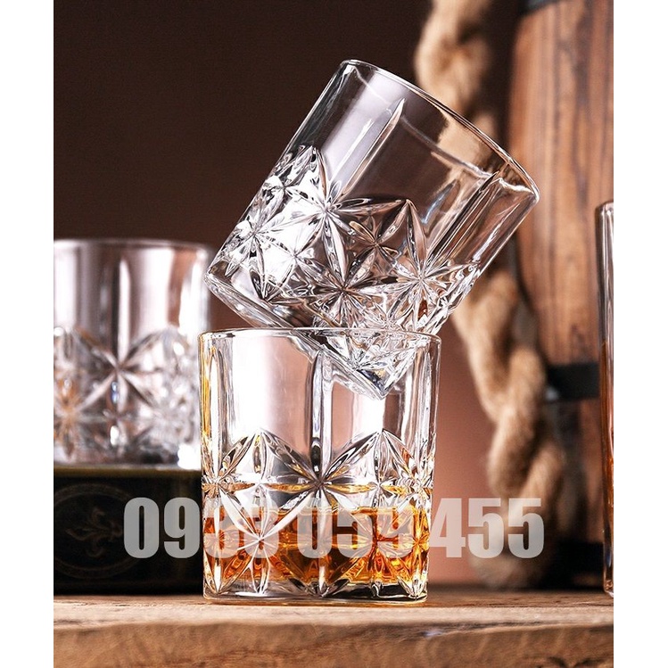 Bộ 6 ly thủy tinh uống nước cao cấp 340ml, cốc uống bia rượu whisky glass