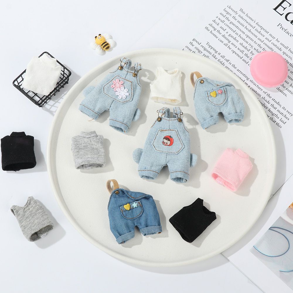 Quần yếm jean/ Áo phông thời trang chất lượng cao cho búp bê tỉ lệ 1/12