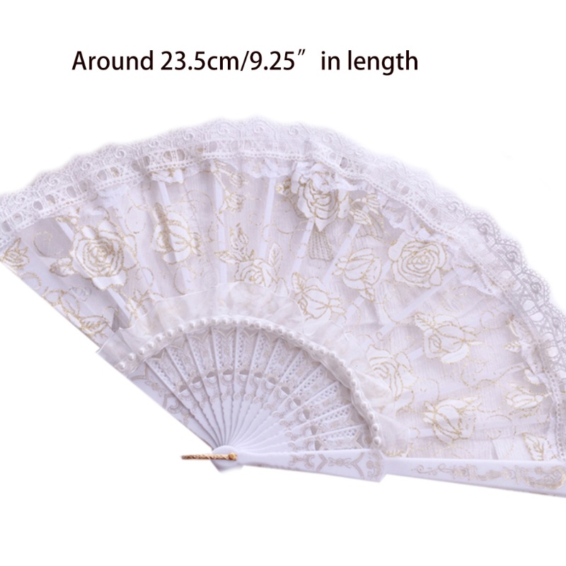 Quạt Ren Gấp Gọn Họa Tiết Hoa Phong Cách Lolita