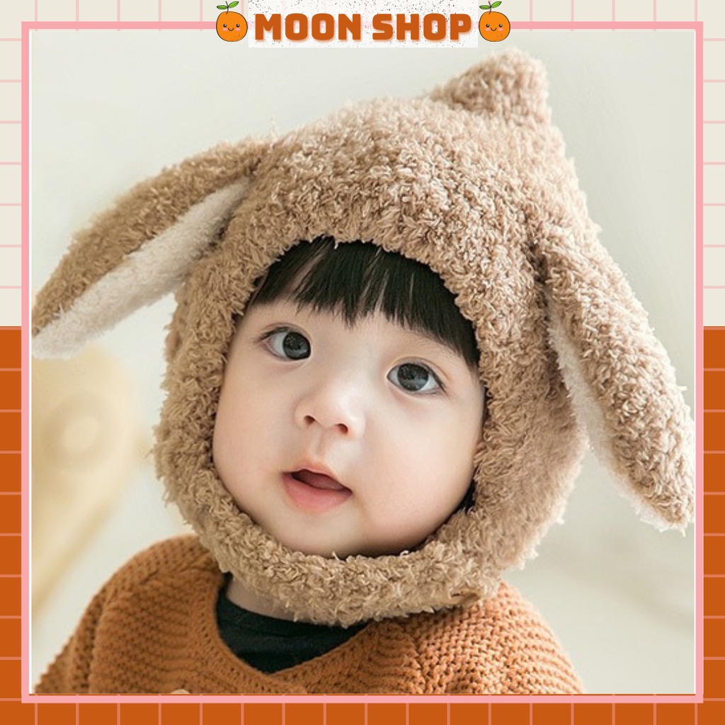 Mũ Len Trùm Tai Đáng Yêu Cho Bé Từ 0 - 2 Tuổi Vòng Đầu Thích Hợp 44 - 50Cm