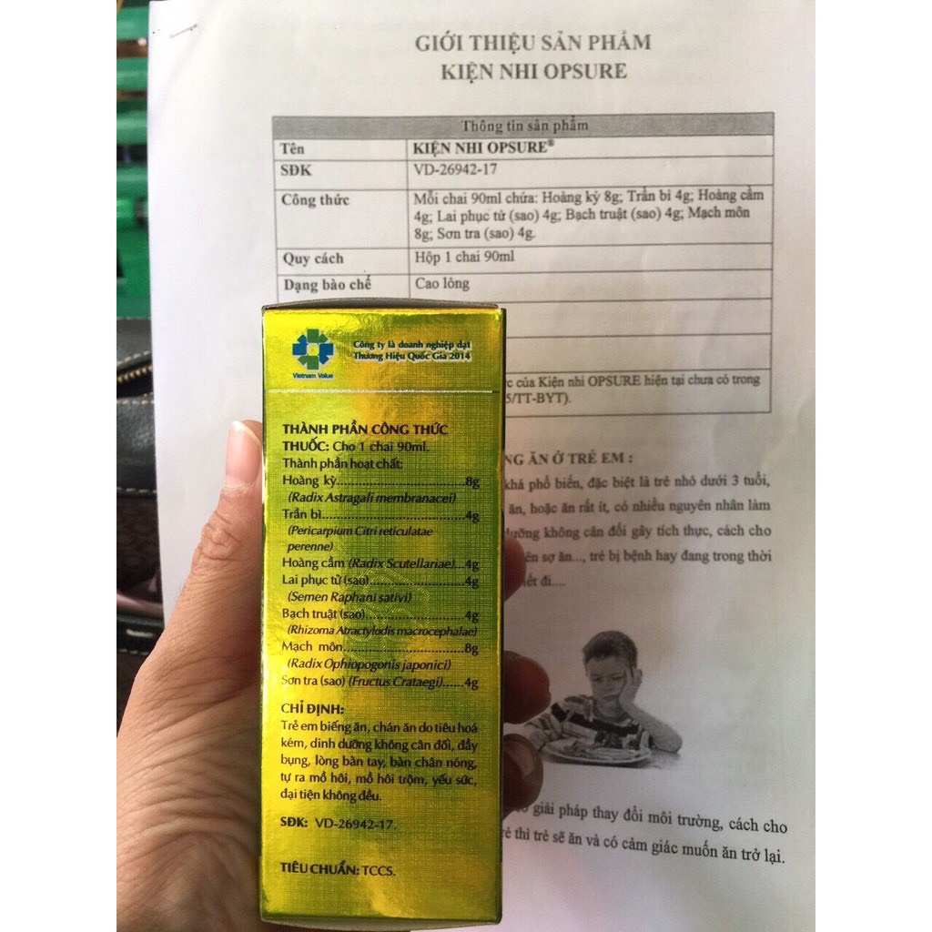 Siro Kiện Nhi Opsure Chai 90ml Hỗ trợ Trẻ Biếng Ăn, Đổ Mồ Hôi Trộm