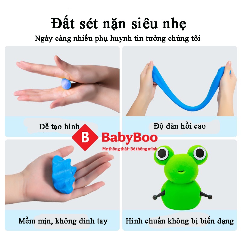Đất sét tự khô nhật 36 màu Babyboo, Đất nặn an toàn cho bé, siêu nhẹ dễ dàng tạo hình trang trí cho bé