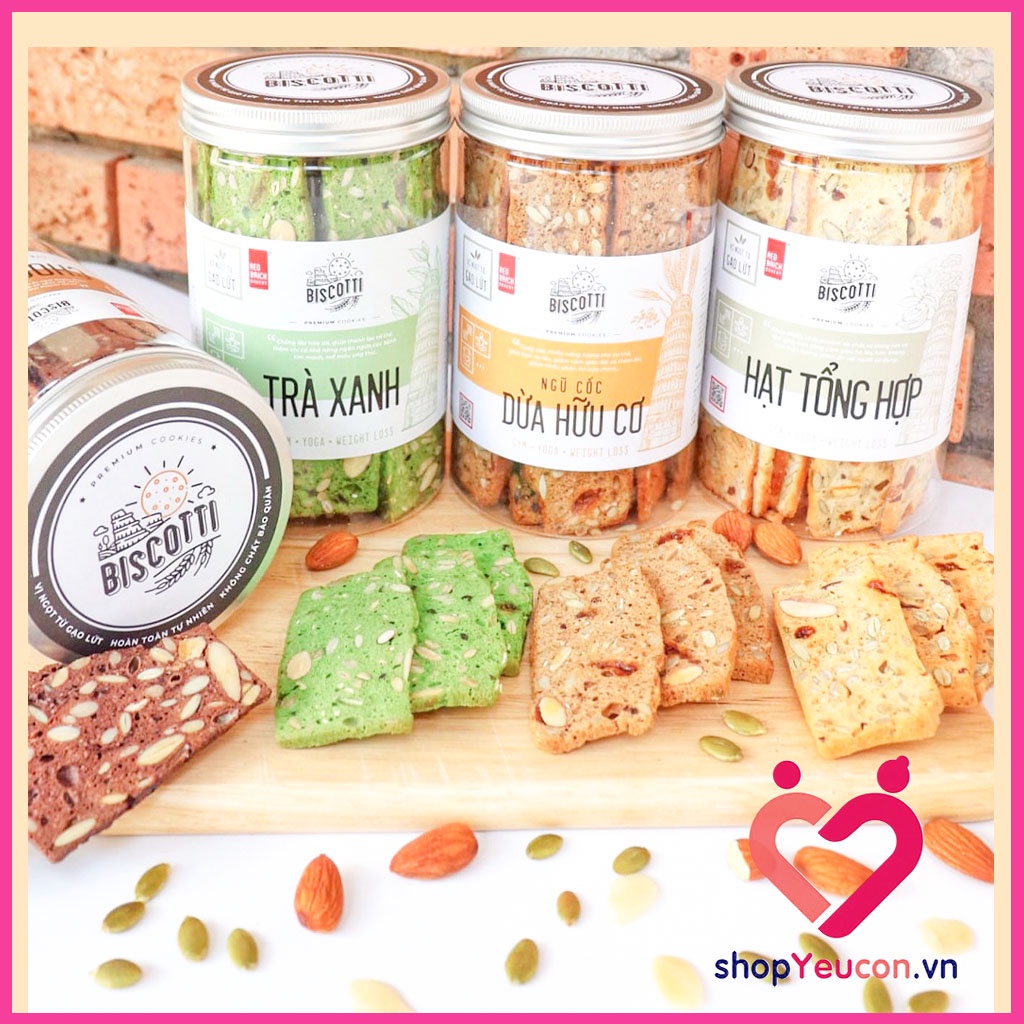 Bánh BISCOTTI Gạch Đỏ Tốt Cho Chế Độ Ăn Kiêng, Giảm Cân, Người Bị Tiếu Đường Hộp 250g