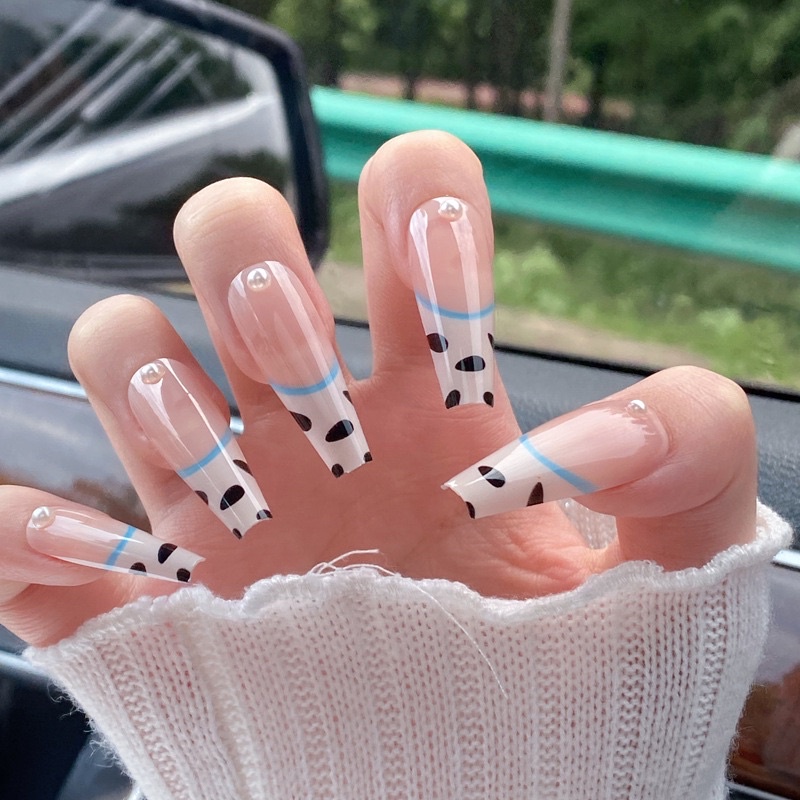 Set 24 móng giả D217 dáng móng dài ( Tặng kèm keo và dũa )