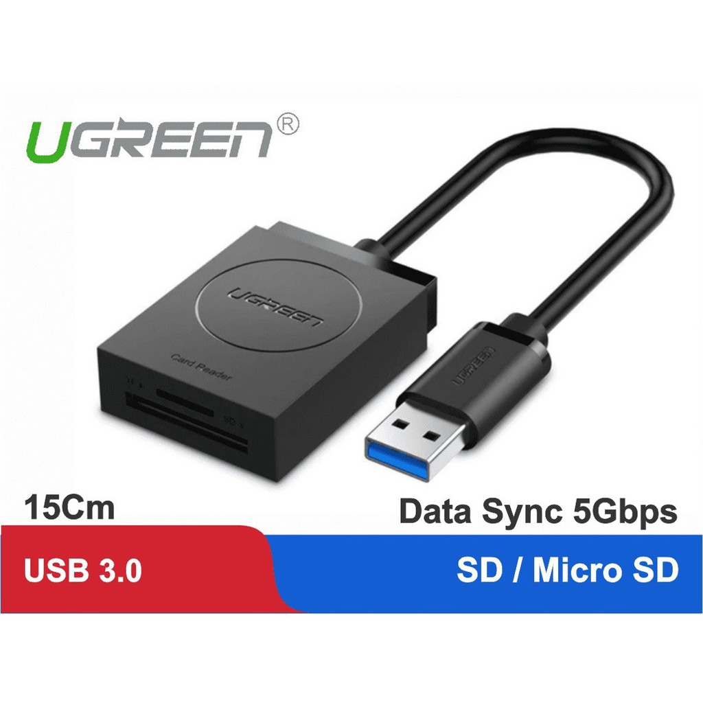 Đầu đọc thẻ nhớ Micro SD/ SD chuẩn USB 3.0 Ugreen 20250