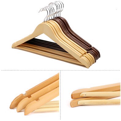 Móc treo quần áo, móc gỗ tam giác có thanh ngang size 44cm, có thiết kế rãnh chống trượt ở vai, dùng cho shop