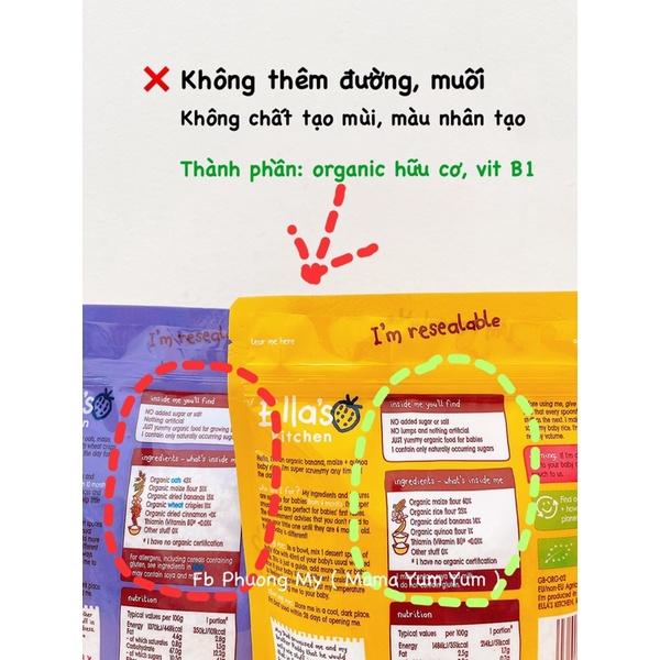 Bột ăn dặm kỹ năng Ella's Kitchen organic hữu cơ cho bé từ 4,7,10 tháng ( 4m,7m,10m ) của Anh