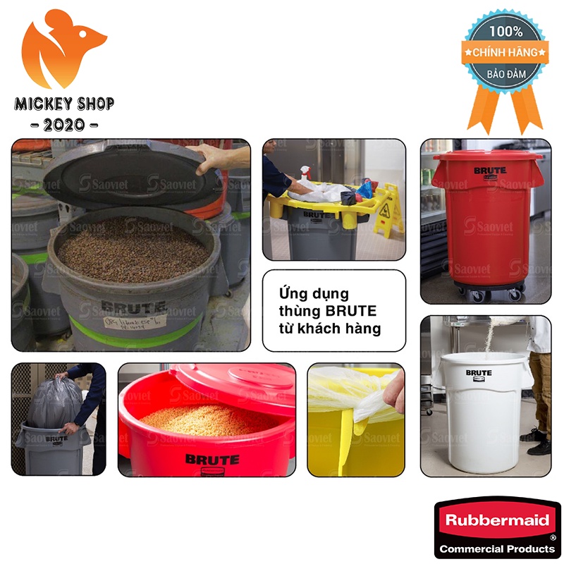 Thùng Nhựa Đa Năng Brute 37 Lit - 10 gallons Cao Cấp RUBBERMAID - CHÍNH HÃNG