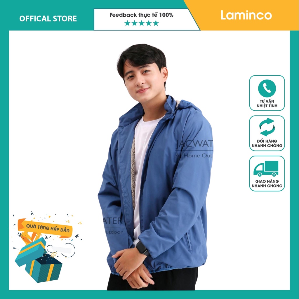 Áo khoác gió lót lông mềm nữ nam form rộng mùa đông chống nước LAMINCO v480