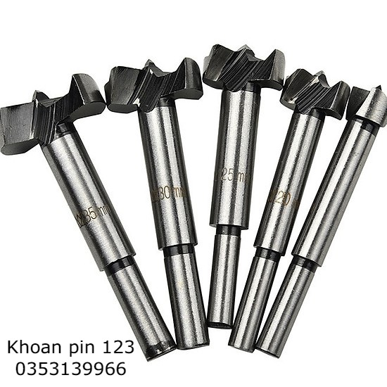 Bộ 5 mũi khoan khoét lỗ trên gỗ, nhựa 2 cạnh size 15-35mm cao cấp