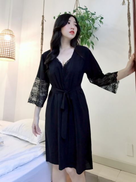 Áo Choàng ngủ 💖 FREE SHIP 💖 Áo choàng mặc ngủ thiết kế tay ren điệu đà, nữ tính cùng chất vải Latin mềm mại, mát lạnh | BigBuy360 - bigbuy360.vn