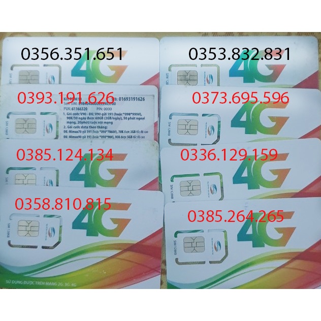 Sim viettel số đẹp giá rẻ đăng ký được  4GB/Ngày