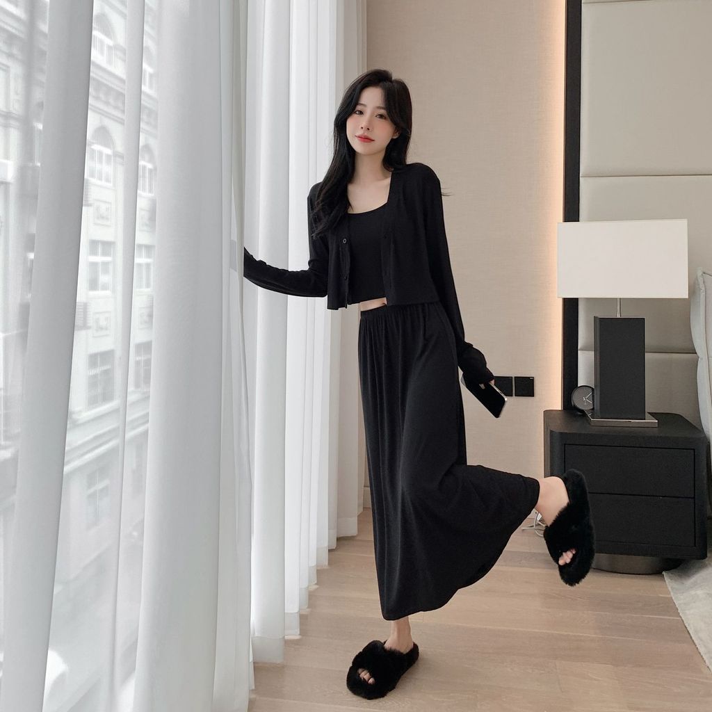 Bộ Đồ Ngủ 3 Món Tay Dài Thời Trang Thu Đông Chất Lượng Cao Mới