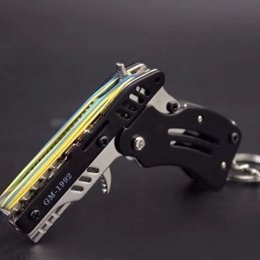 Súng Bắn Nịt Dây Thun Đồ Chơi Vikitoys Móc Khóa Mini Giá Rẻ Bằng Kim Loại Cao Su Mềm An Toàn Có thể Gấp Gọn