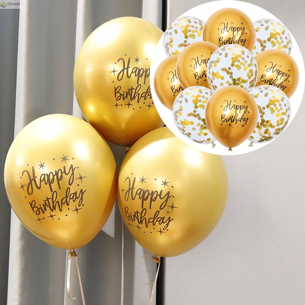 Set 10 Bong Bóng Chữ Happy Birthday 12 &quot;Nhiều Màu Sắc Trang Trí Tiệc