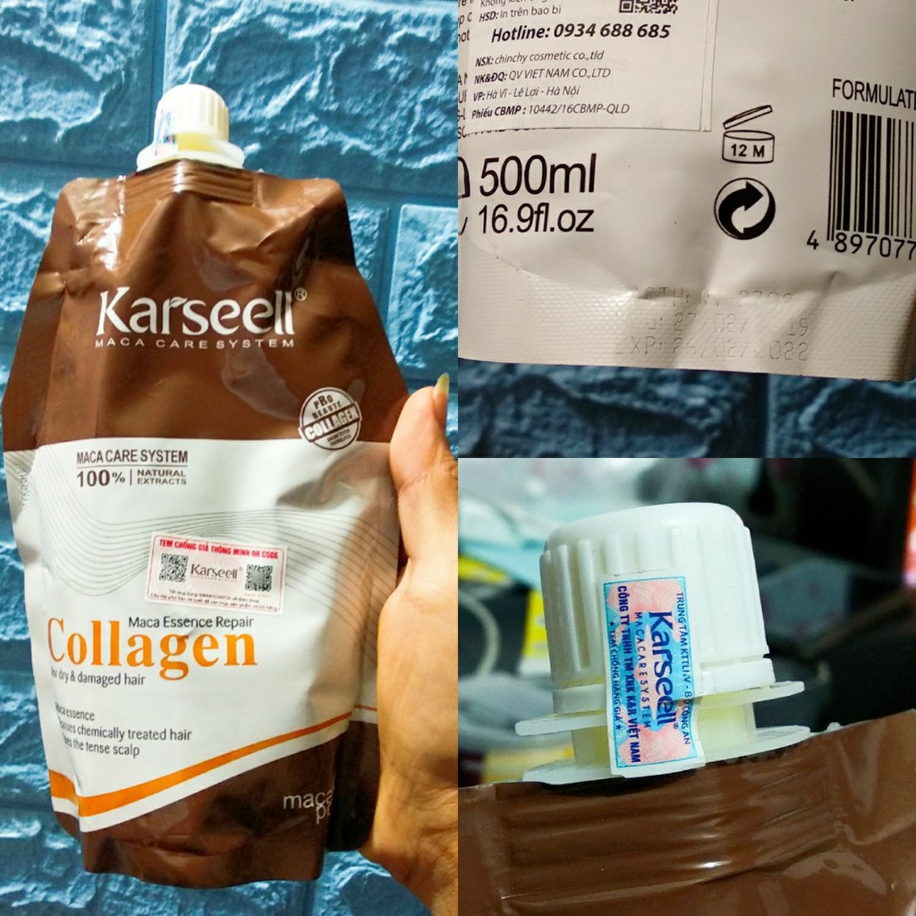 Kem hấp dầu Collagen Karseell Maca Power siêu mềm mượt tóc 500ml ( Mẫu mới 2019)