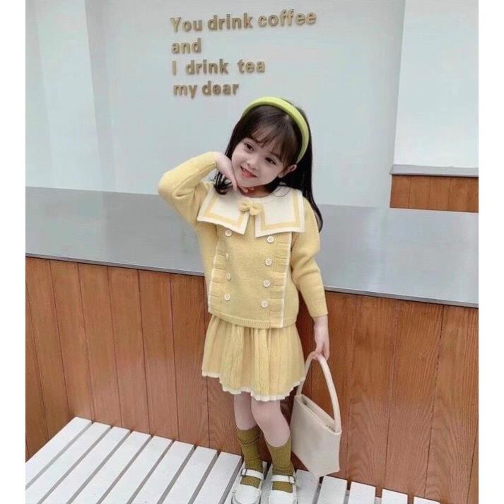 Set váy len vàng phong cách tiểu thư cho bé gái M298