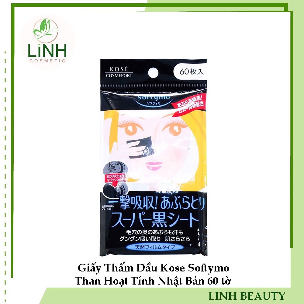Giấy Thấm Dầu Kose Softymo Than Hoạt Tính Nhật Bản 60 tờ