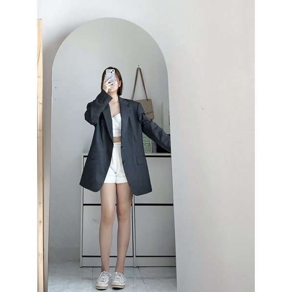 Blazer form rộng unisex thời trang thanh lịch có đệm vai